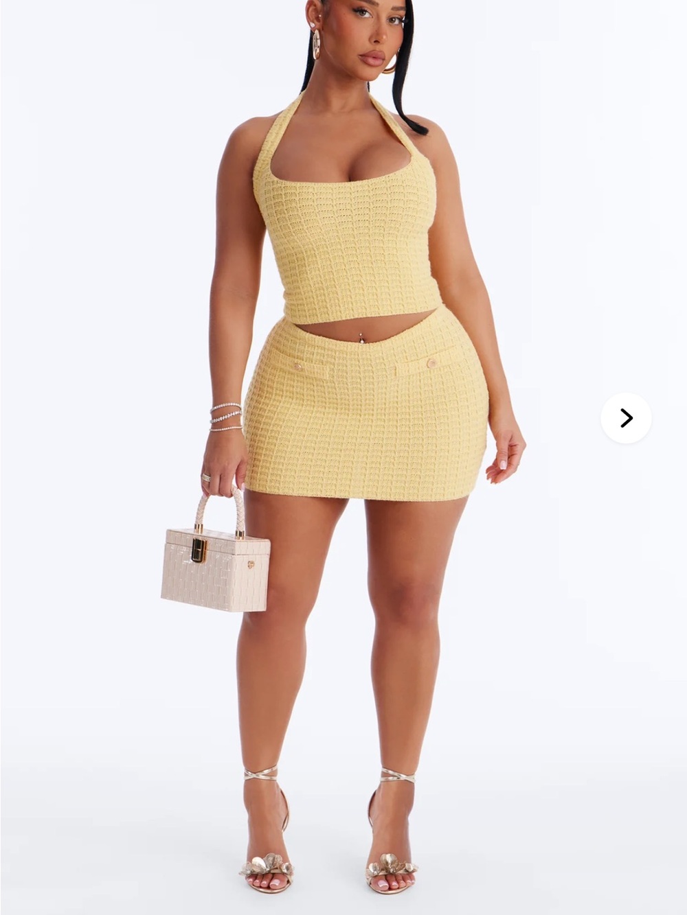 2pc butter yellow skirt set
